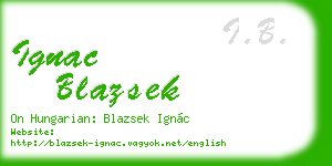 ignac blazsek business card